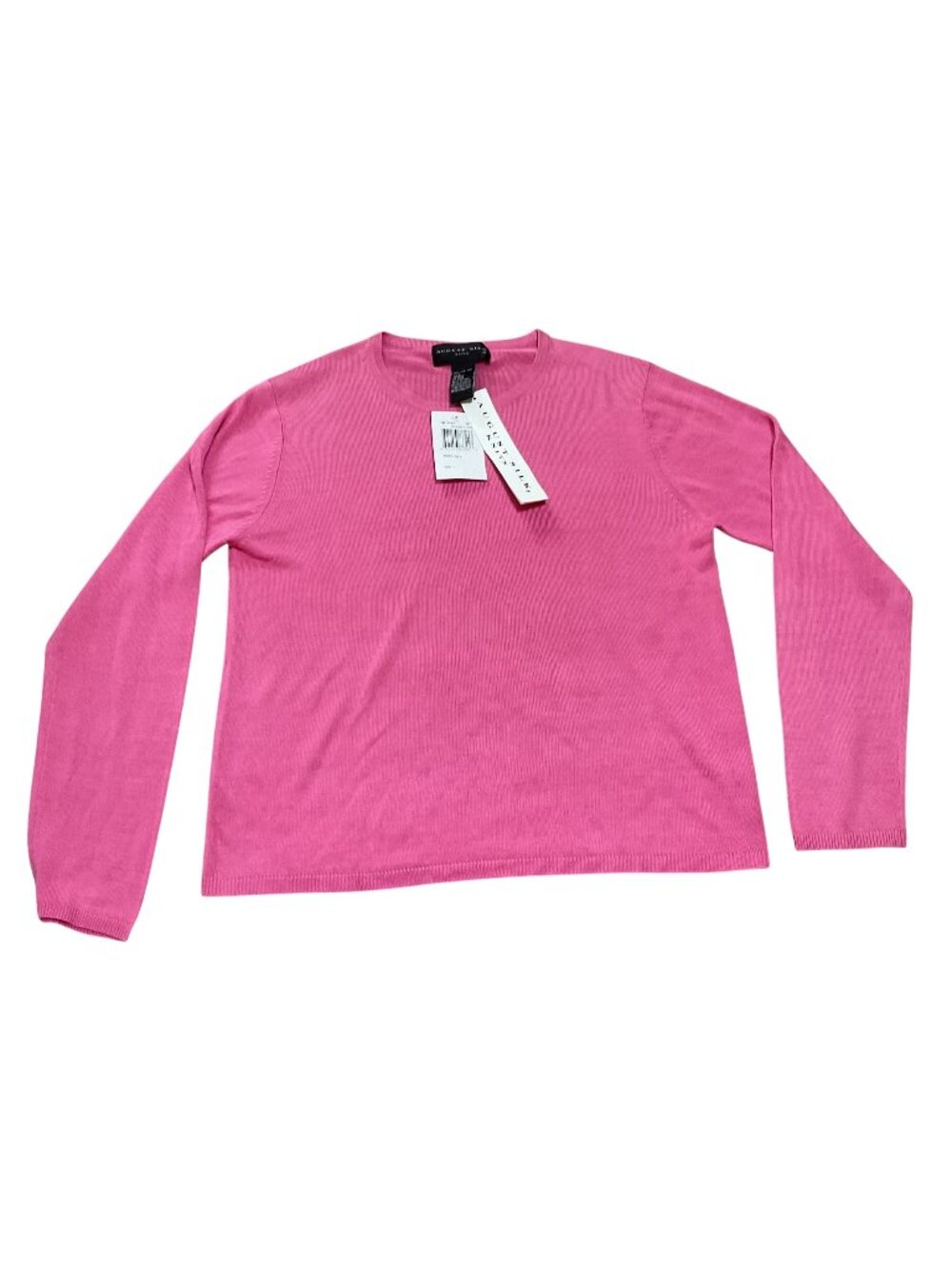 NWT August Silk  Magenta 100% Silk Knit Sweater Long Sleeve Size L Womens